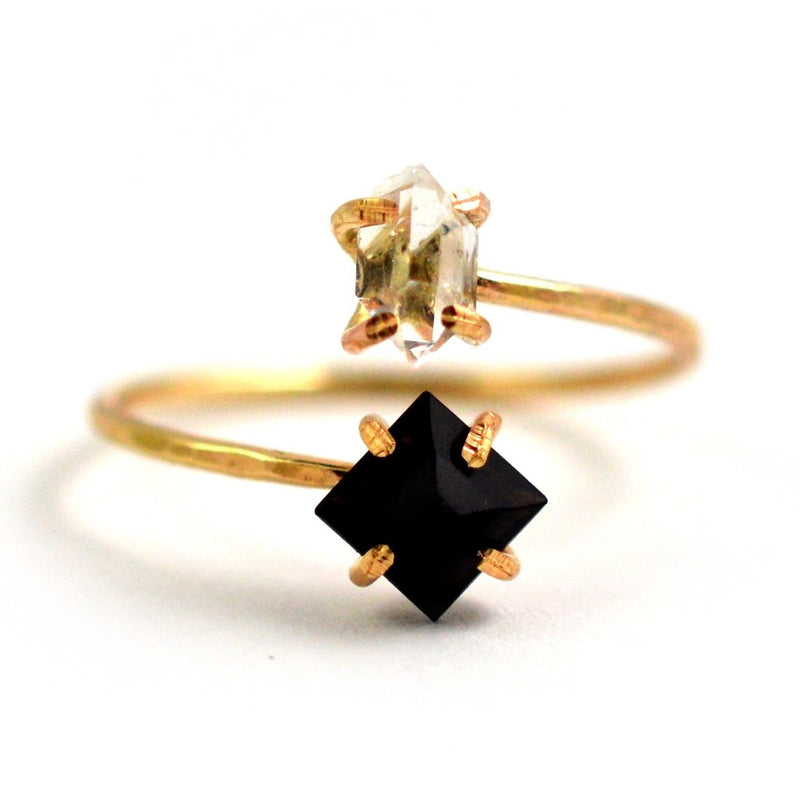 Herkimer Diamond & Gemstone Wrap Ring