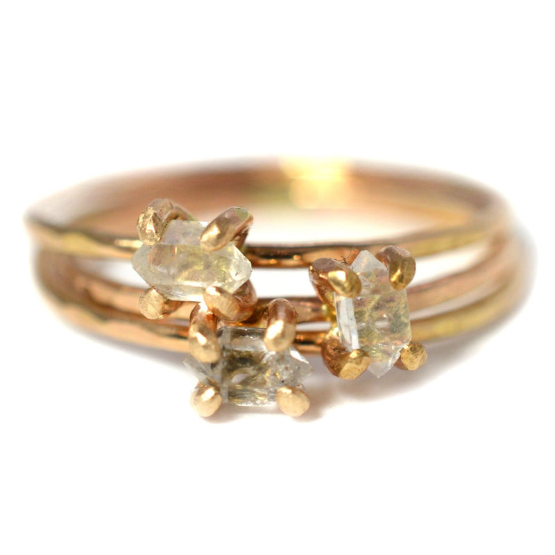 delicate herkimer diamond ring, aquarian thoughts jewelry