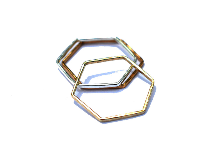 Mixed Metal Hexagon Rings