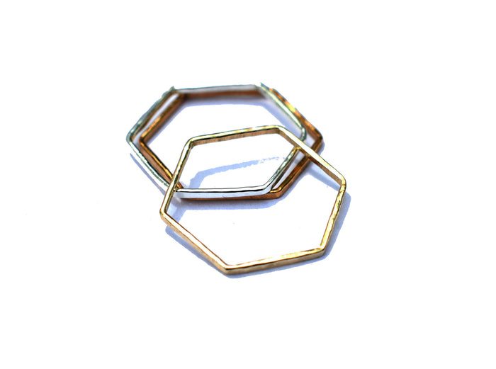 Silver Hexagon Stacking Ring