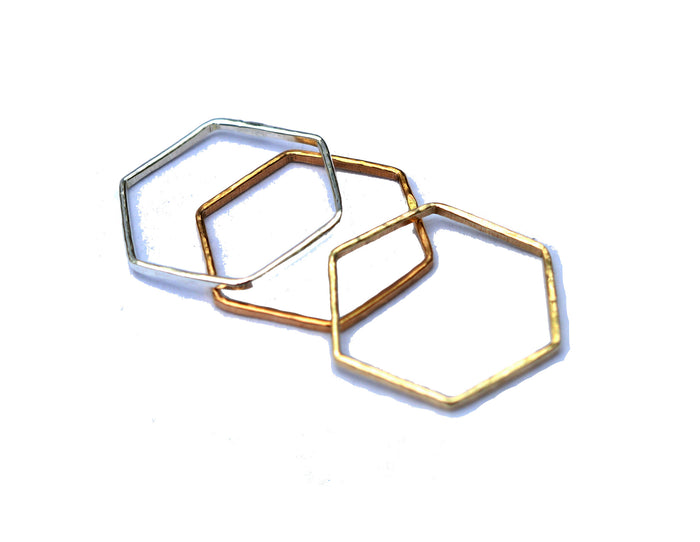 Silver Hexagon Stacking Ring