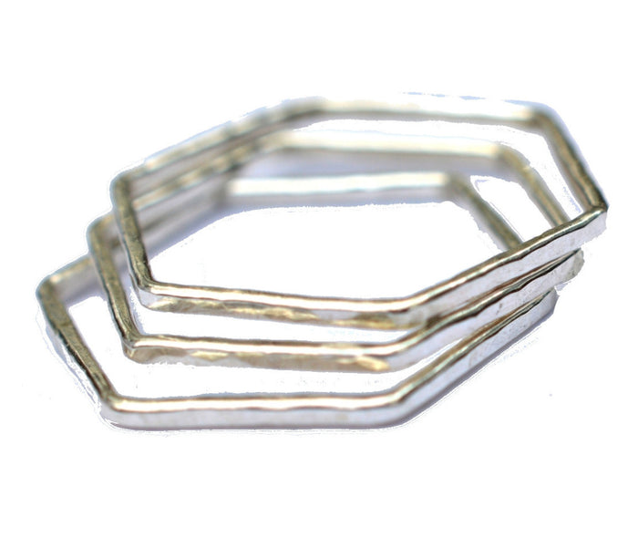 hexagon stackable rings by aquarian thoughts jewelry