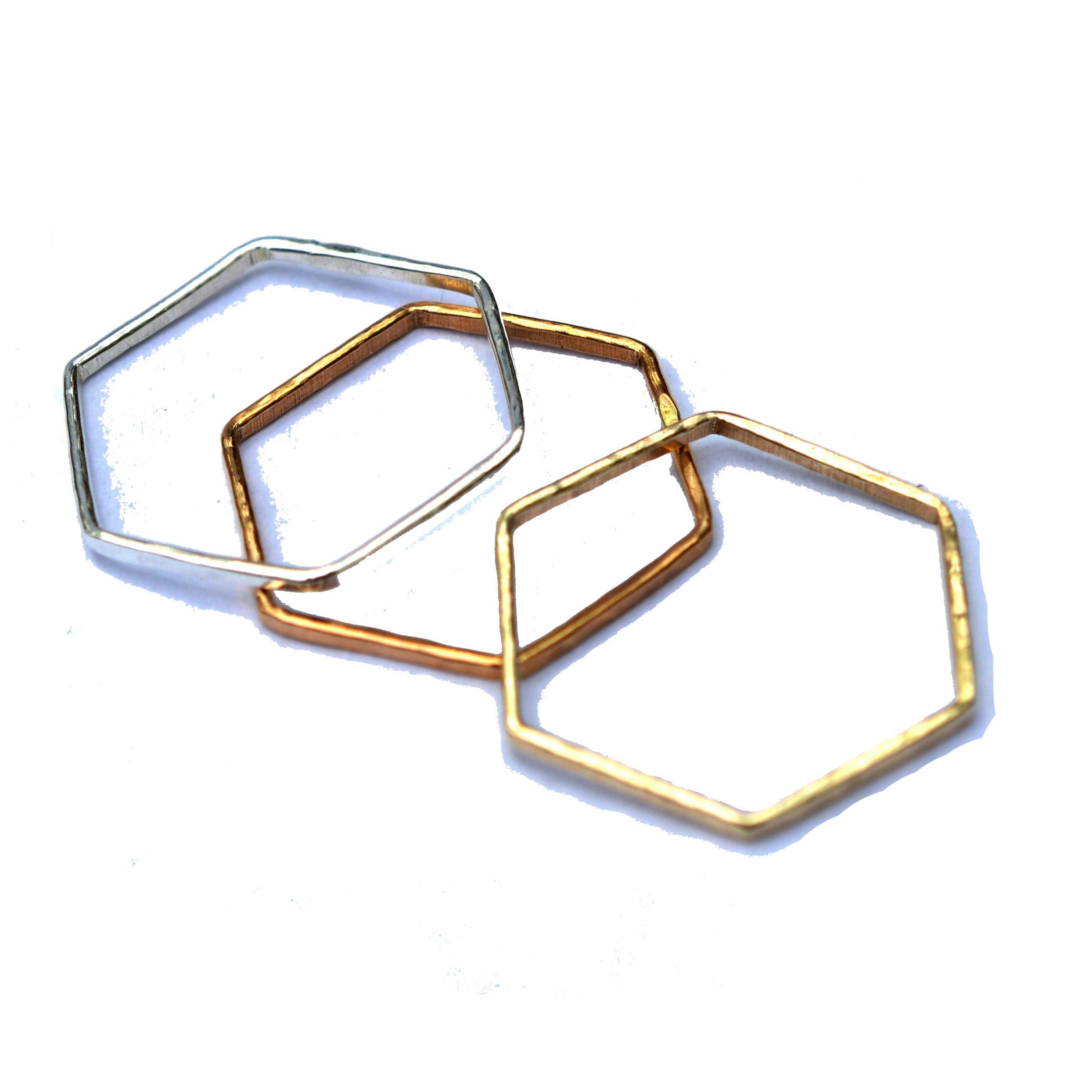 Mixed Metal Hexagon Rings