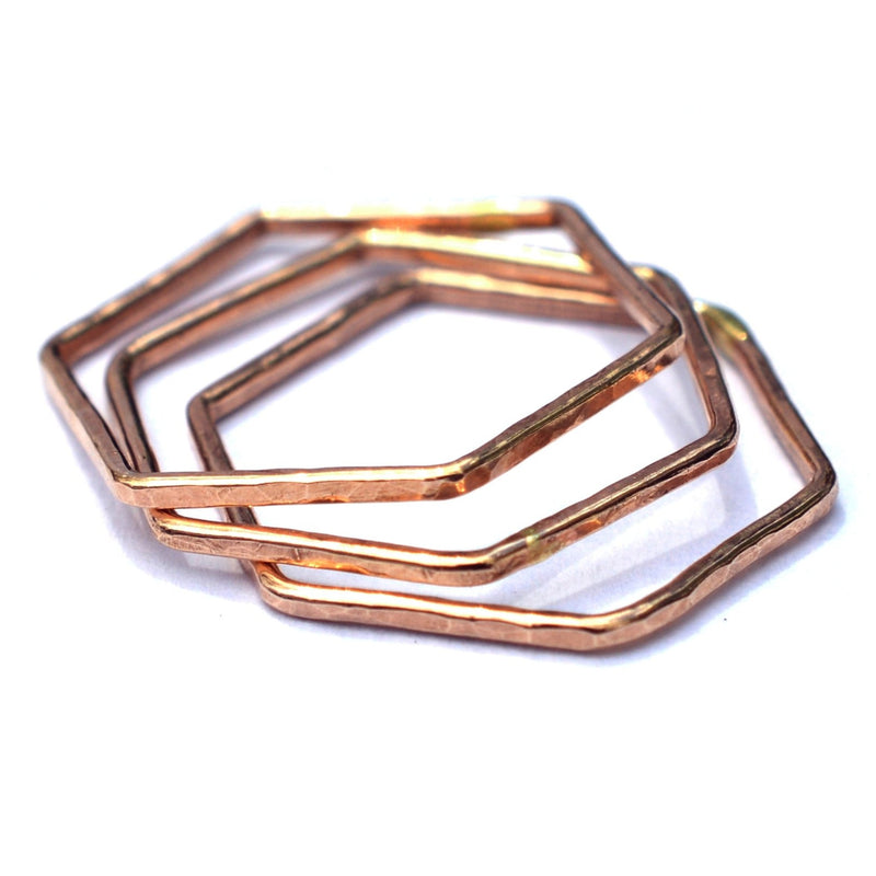 Rose Gold Hexagon Stacking Ring