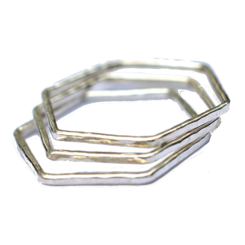 Silver Hexagon Stacking Ring