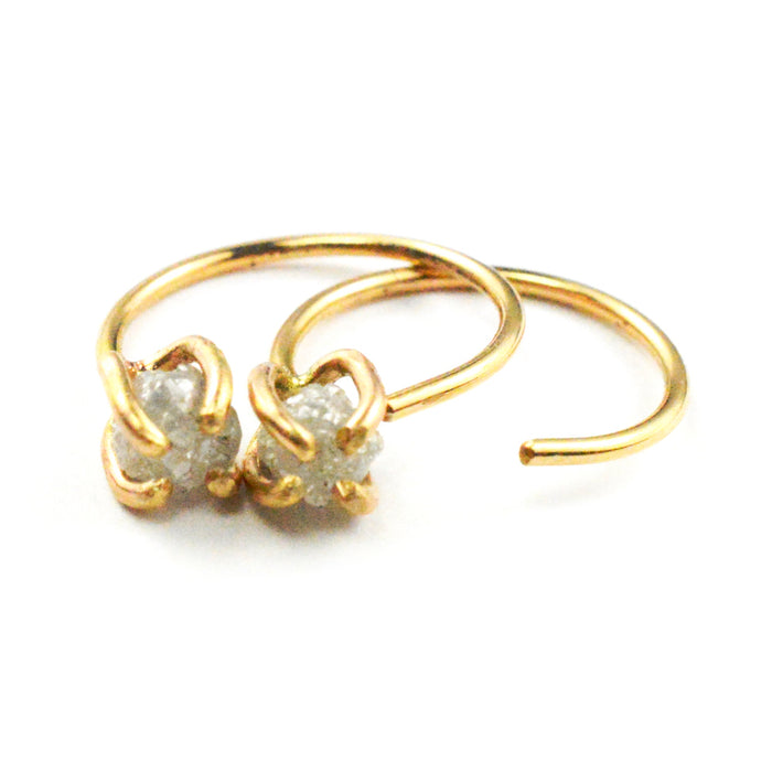 Rough Diamond Ear Hugger Hoops