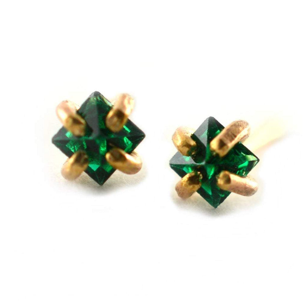 Princess Cut Gemstone Earring Studs