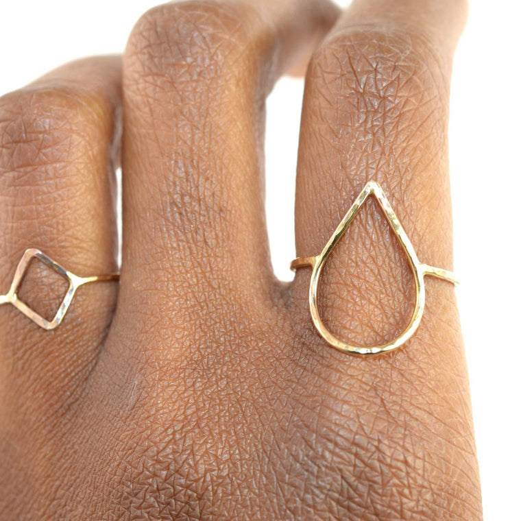 Hammered "Rain Drop" Ring