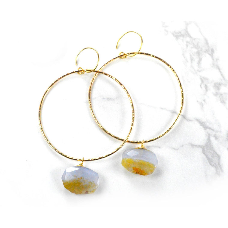 Chalcedony Hoop Earrings