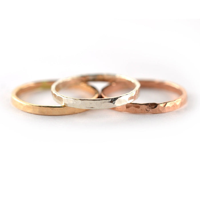 Hammered Mixed Metal Stacking Ring - Set of 3