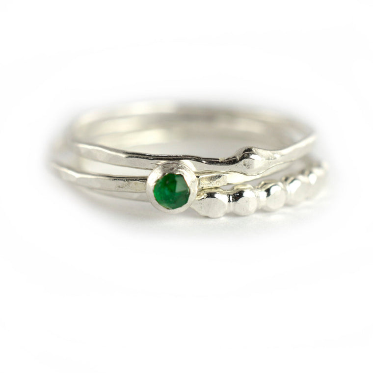 Size 5.5 / Emerald Stacking Ring Set of 3