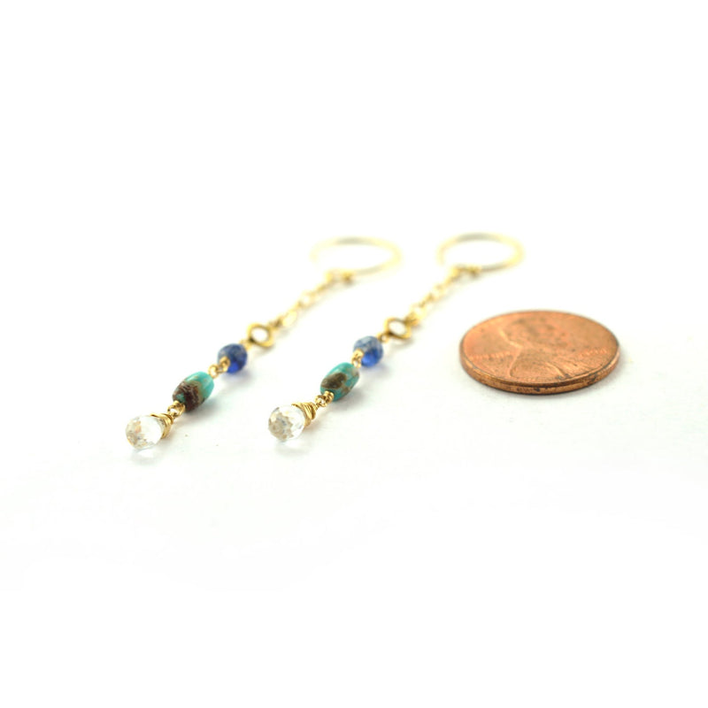 Sapphire And Turquoise Chain Earrings
