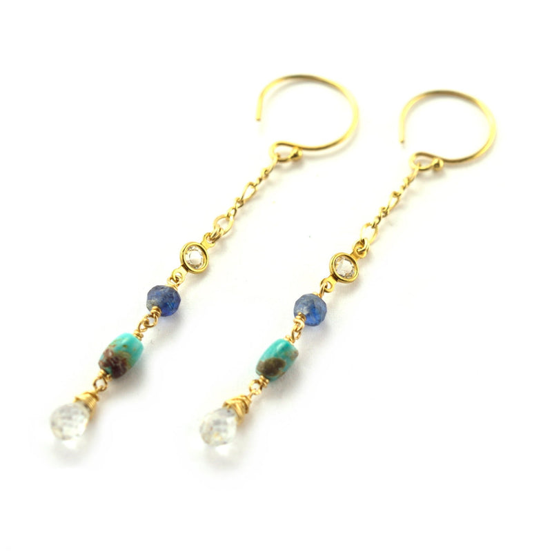 Sapphire And Turquoise Chain Earrings