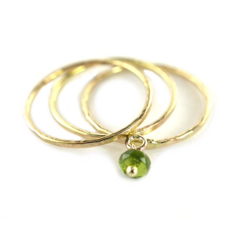 Size 6 / Dainty Green Tourmaline Dangle Ring