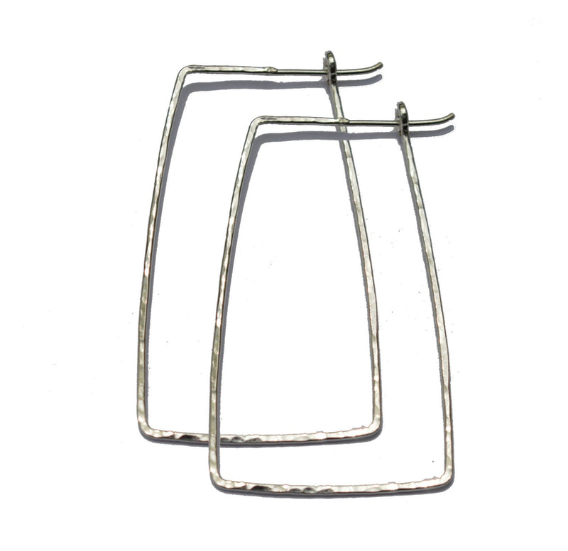 Hammered Skinny Trapezoid Hoop Earrings