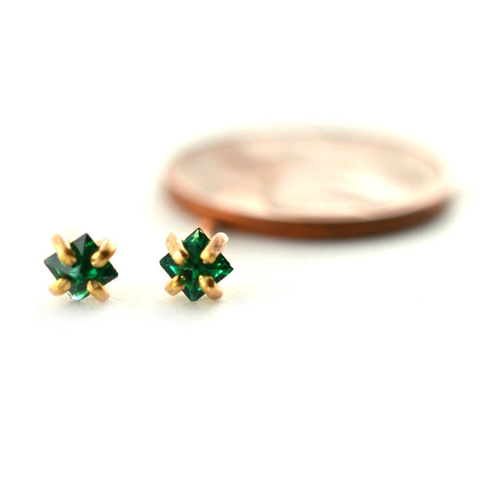 Princess Cut Gemstone Earring Studs