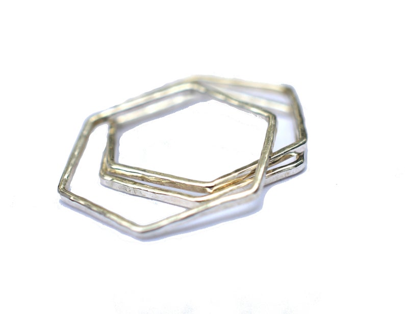 Mixed Metal Hexagon Rings