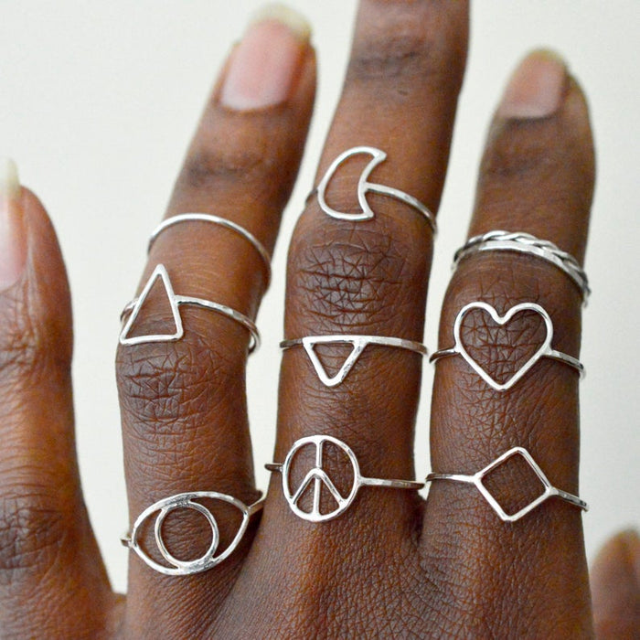 Hammered Peace Symbol Ring