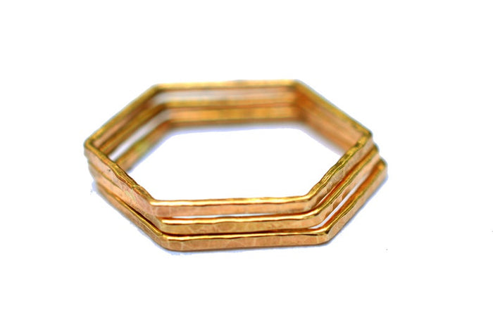 Mixed Metal Hexagon Rings