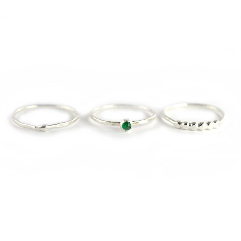 Size 5.5 / Emerald Stacking Ring Set of 3