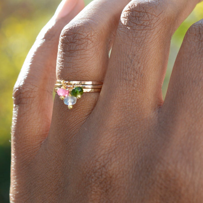 Size 6 / Dainty Green Tourmaline Dangle Ring