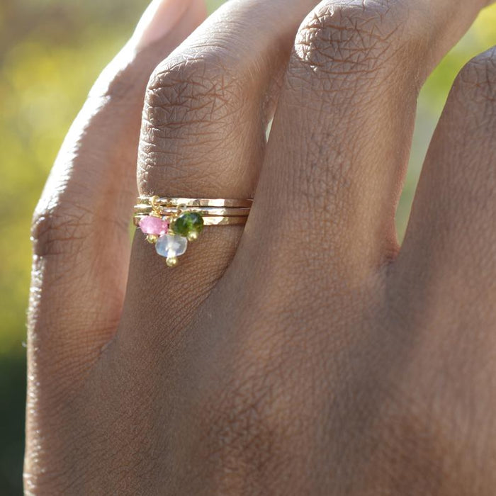 Size 6 / Rainbow Moonstone Dangle Ring