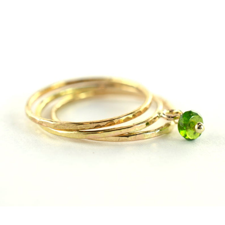 Size 6 / Dainty Green Tourmaline Dangle Ring