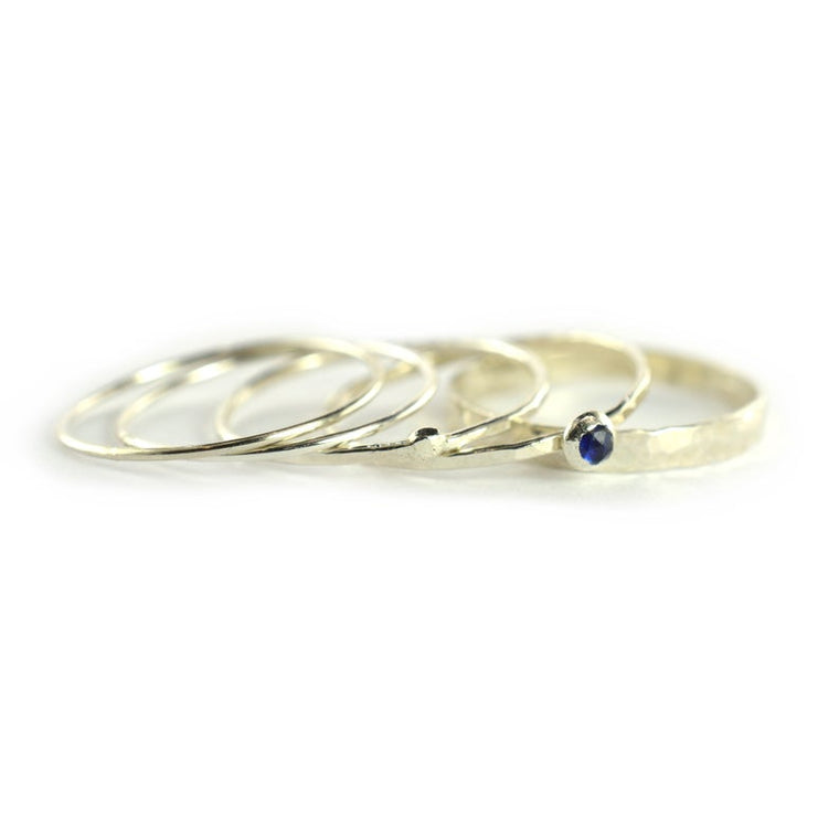 Size 8-8.5 / Sapphire Stacking Ring Set of 5