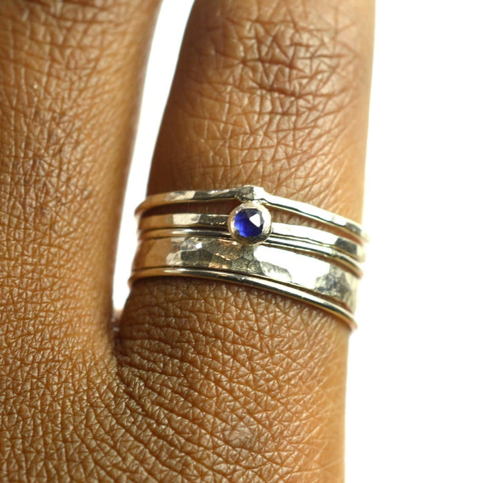 Size 8-8.5 / Sapphire Stacking Ring Set of 5