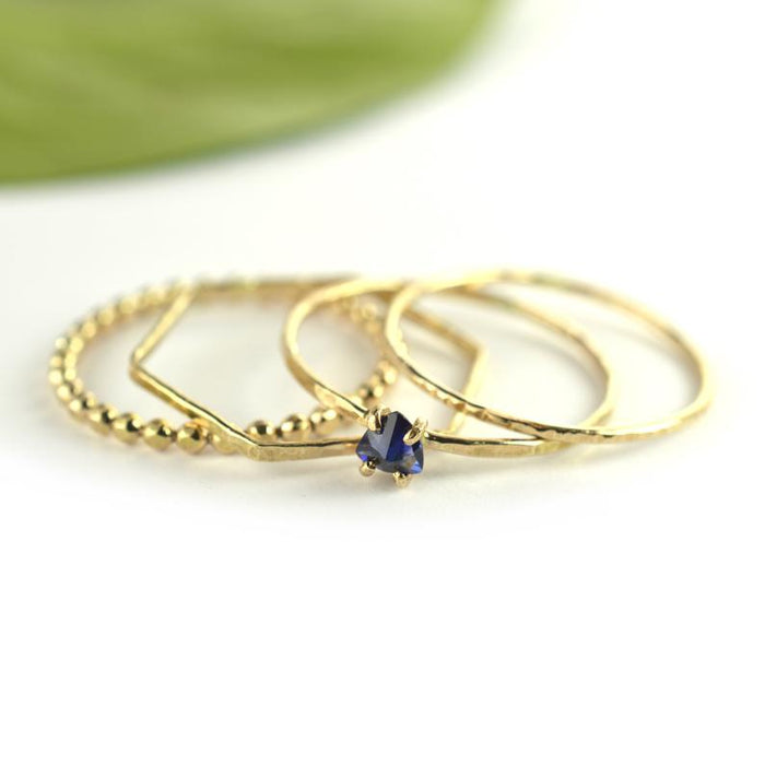 Size 10 / Blue Sapphire Stacking Ring Set of 4