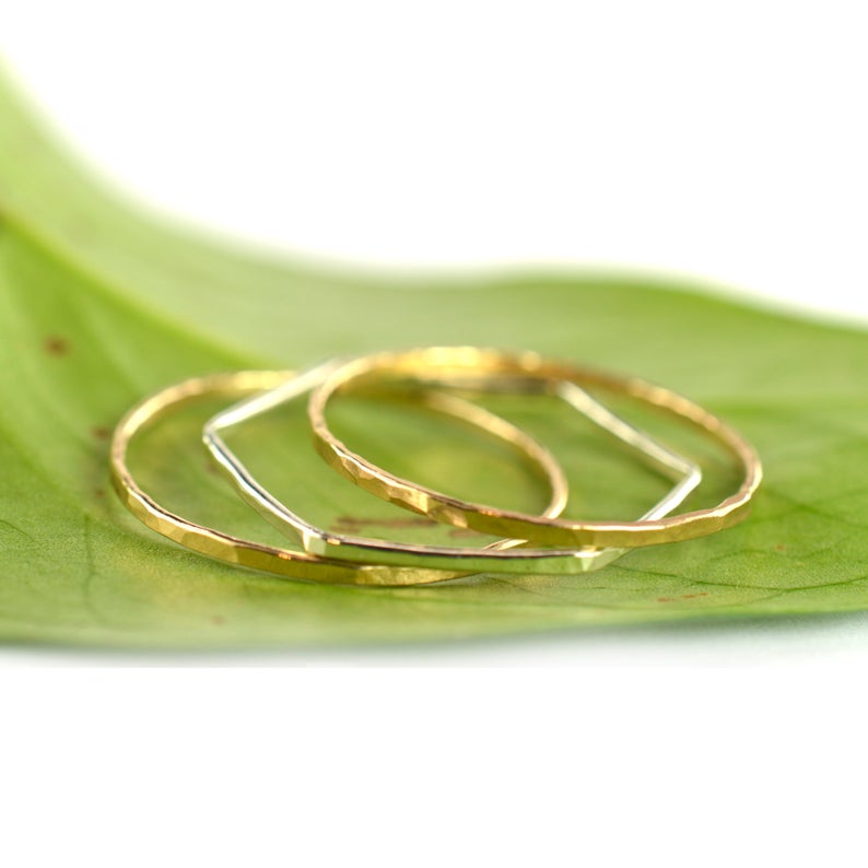 Size 10 / Skinny Hexagon Ring Set of 3