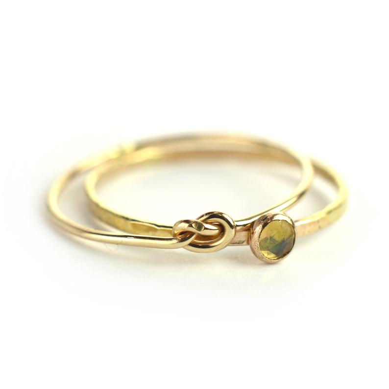 Size 7 / Gold Welo Opal Stacking Ring Set of 2