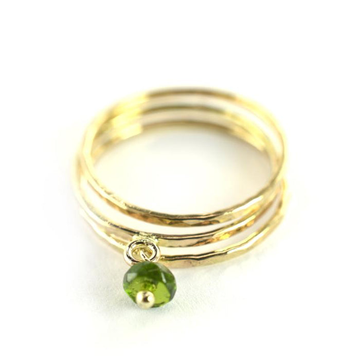 Size 6 / Dainty Green Tourmaline Dangle Ring