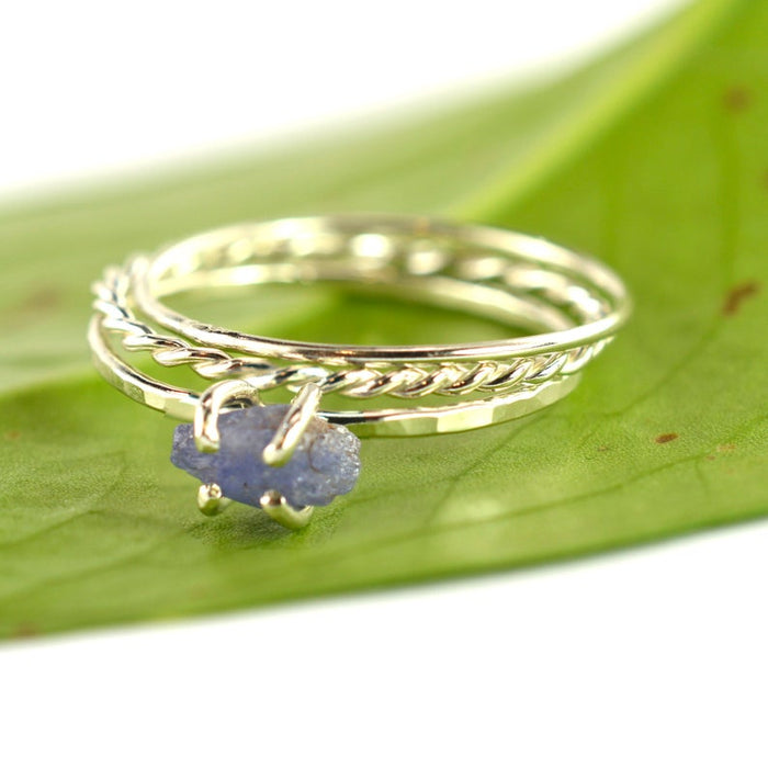 Size 7-7.5 / Raw Tanzanite Stacking Ring Set of 3