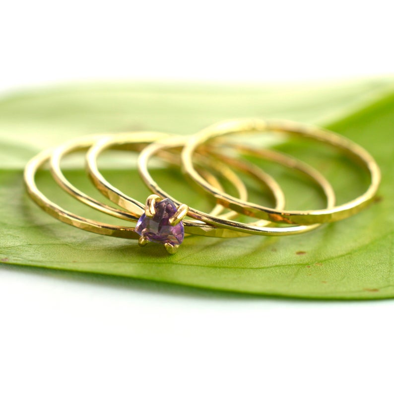 Size 7 / Amethyst Stacking Ring Set of 5