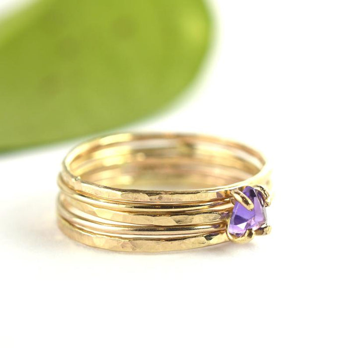 Size 7 / Amethyst Stacking Ring Set of 5