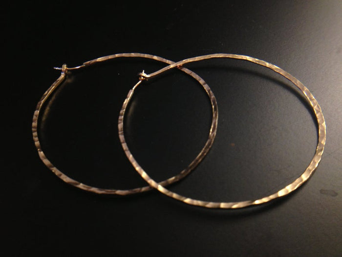 Hammered Skinny Hoop Earrings