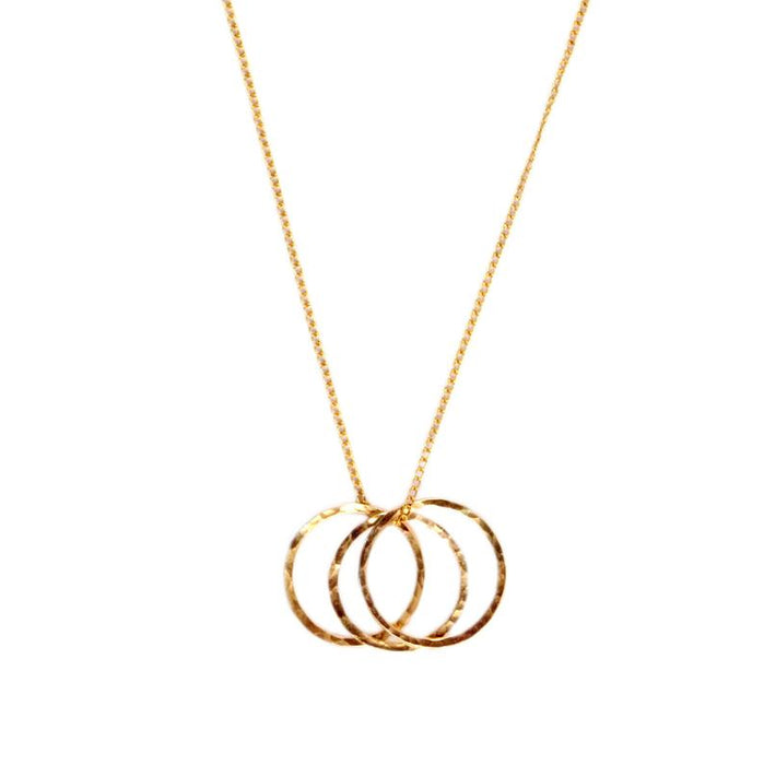 Hammered Triple Infinity Ring Necklace