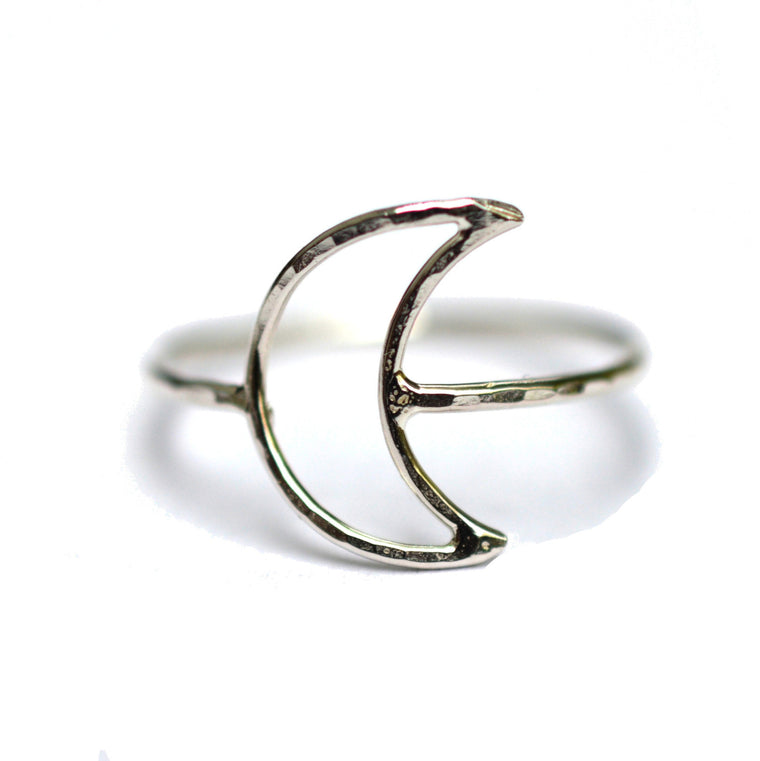 Hammered Crescent Moon Ring