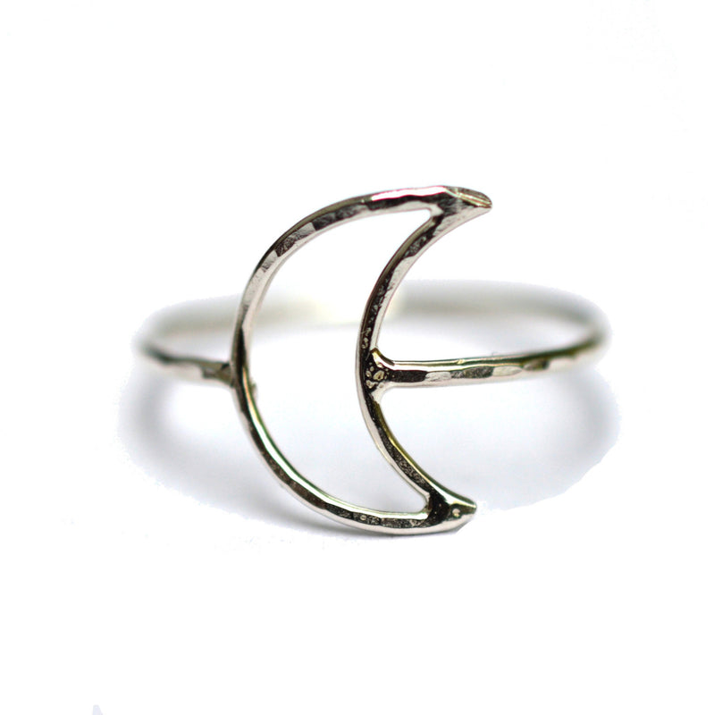 Hammered Crescent Moon Ring