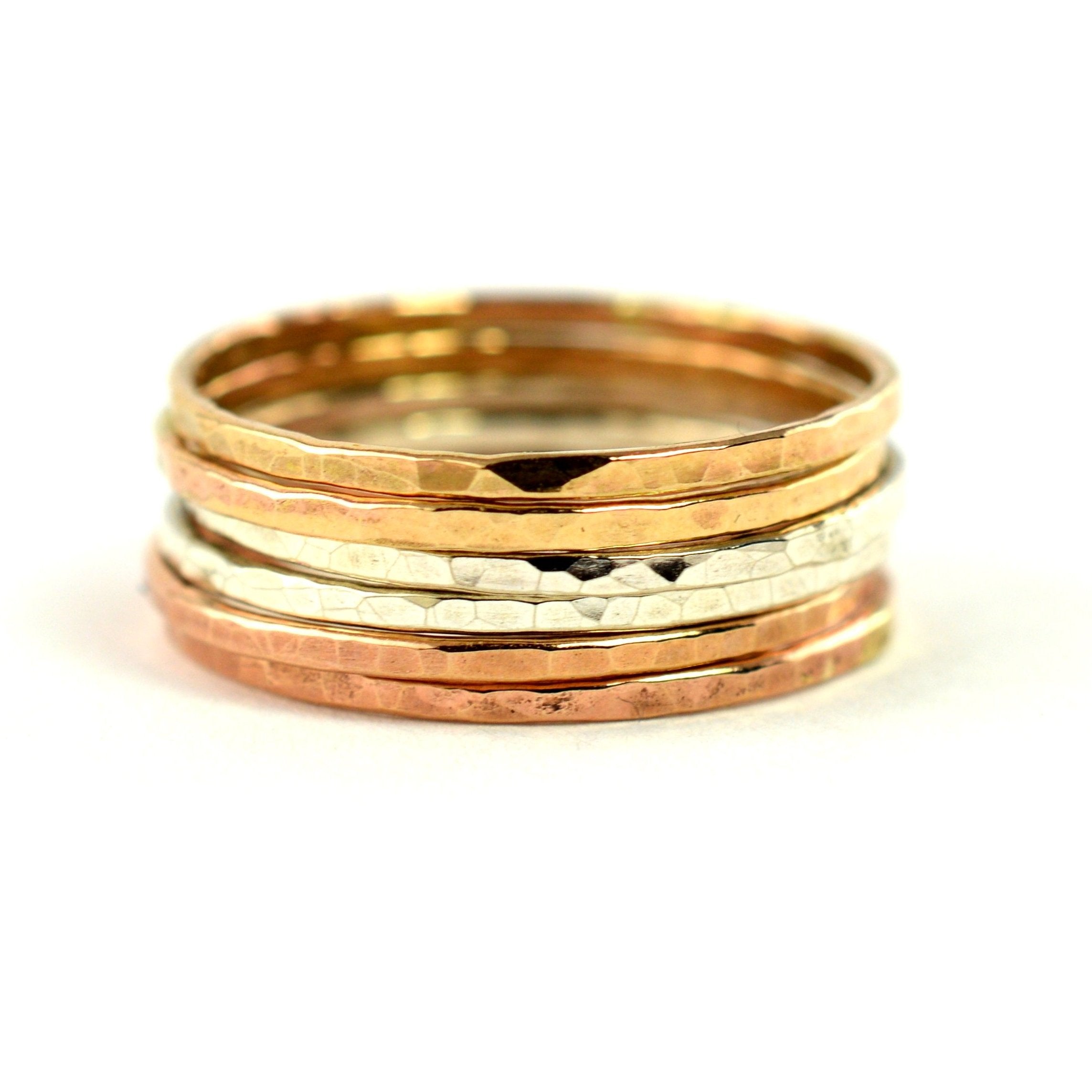 Mixed Metal Textured & Plain Ring 6-Pack