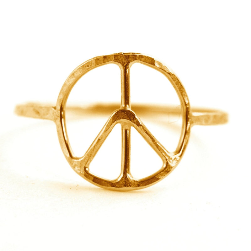 Hammered Peace Symbol Ring