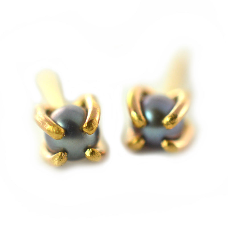 Gray Pearl Stud Earrings