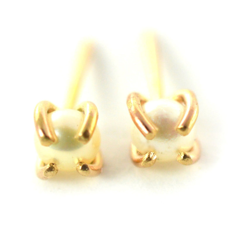 Cream Pearl Stud Earrings by Aquarian Thoughts Jewelry
