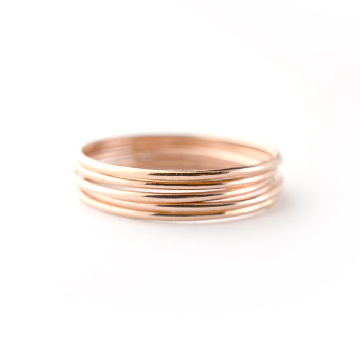 Skinny Rose Gold Ring Threads - Set of 5