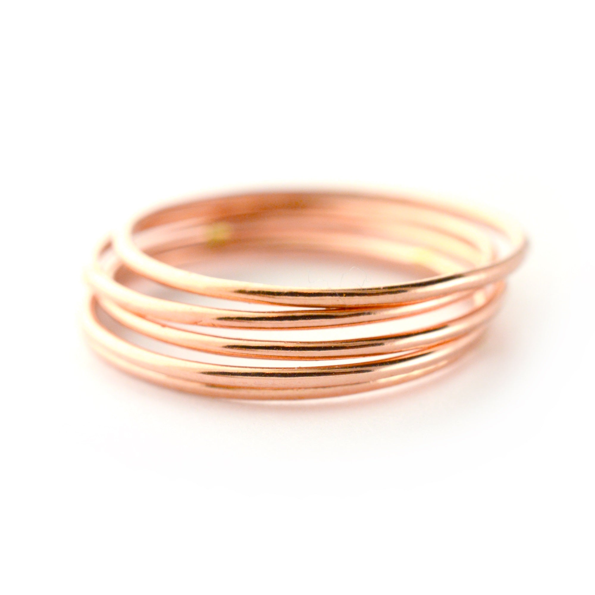 Skinny Rose Gold Ring Threads - Set of 5