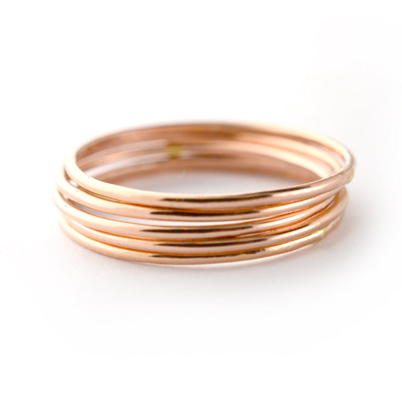 Skinny Rose Gold Ring Threads - Set of 5