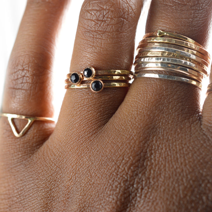 Rose Cut Black Spinel Ring