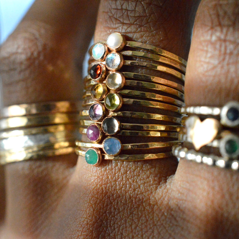 Gold Rose Cut Gemstone Ring
