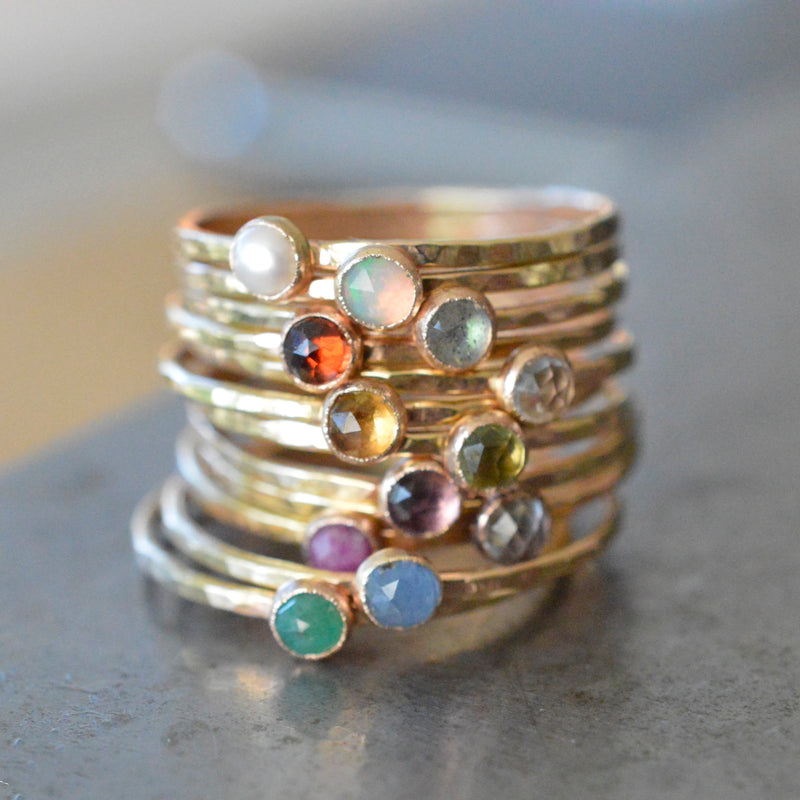 Gold Rose Cut Gemstone Ring